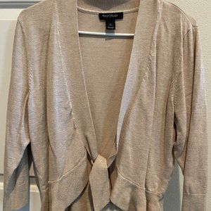 White House Black Market Tie Front Ruffle Cardigan (Large)